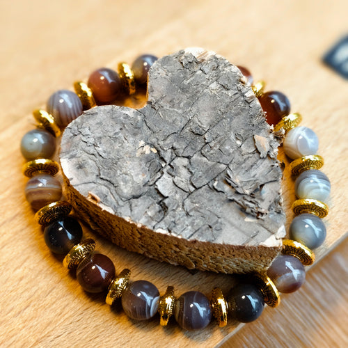 Zen-Harmony Armband: „Stein der Ruhe & Veränderung“ – Botswana Achat (16cm)