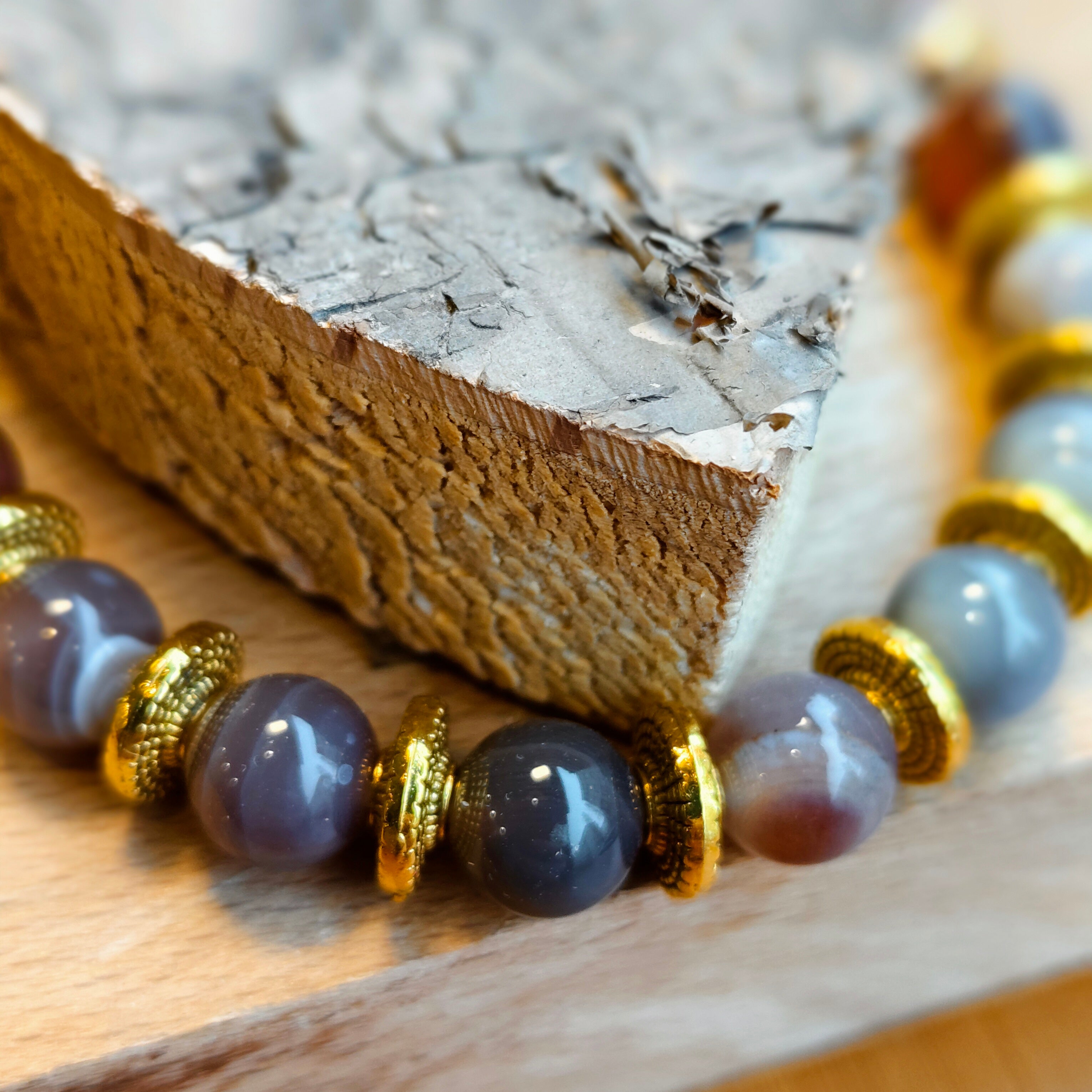 Zen-Harmony Armband: „Stein der Ruhe & Veränderung“ – Botswana Achat (16cm)